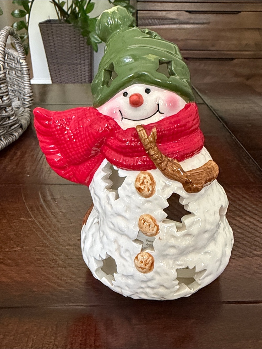 Hallmark Ceramic Snowman Tea Light Candle Holder